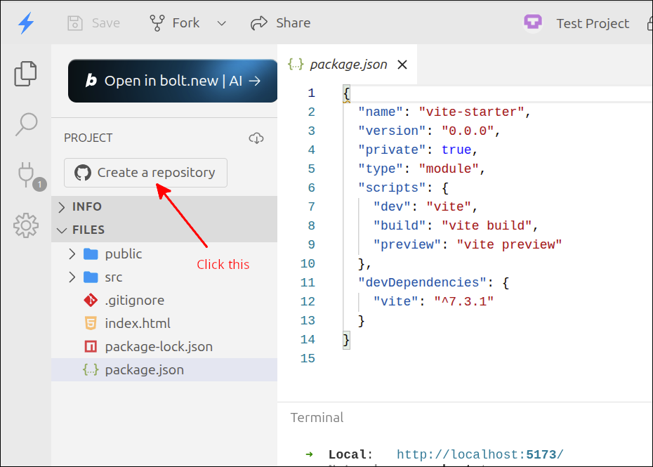 stackblitz test project