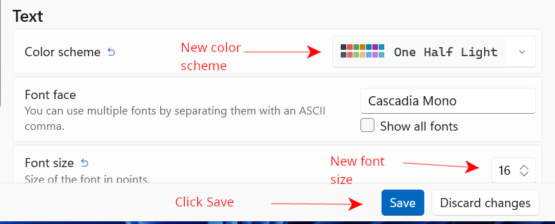 appearance changes cmd