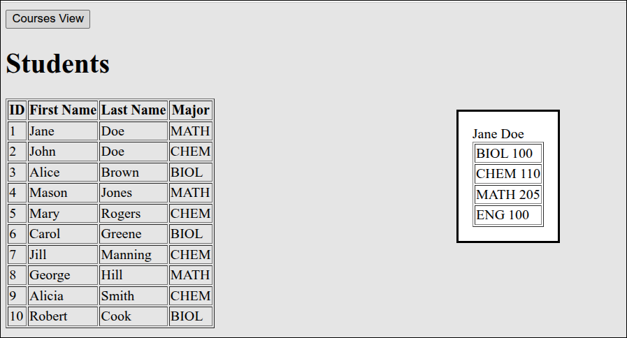 dialog JaneDoe courses