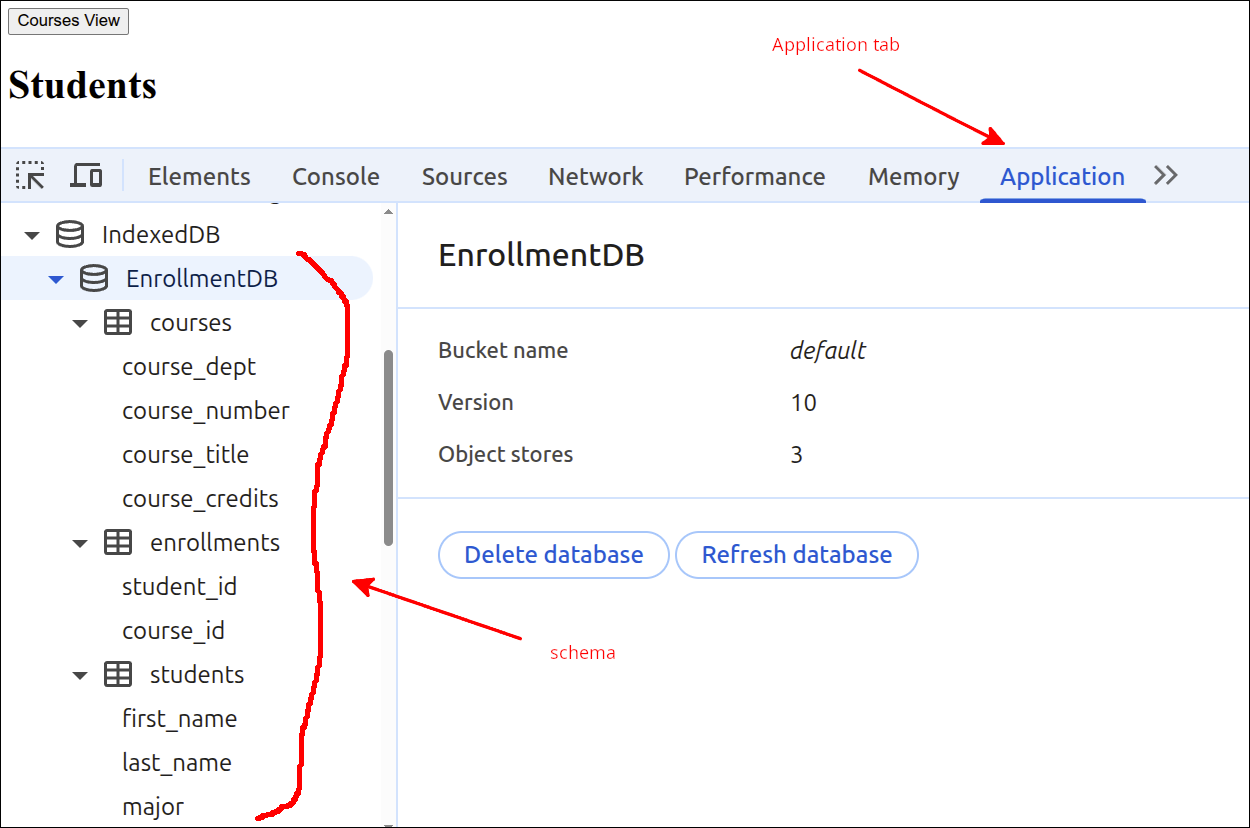 schema in Application tab