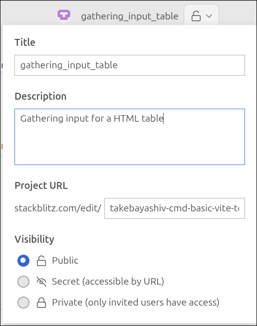changing title stackblitz