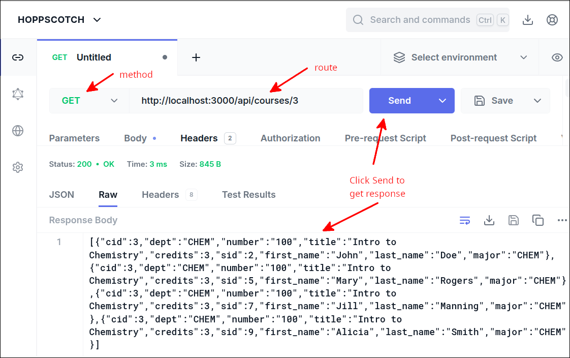 hoppscotch course students route