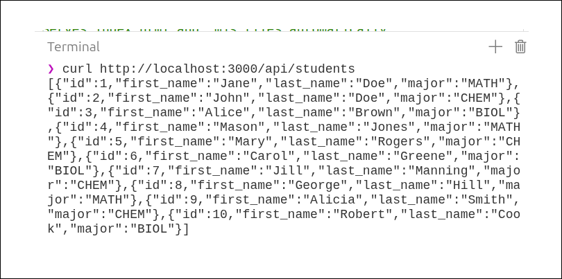 terminal curl students route