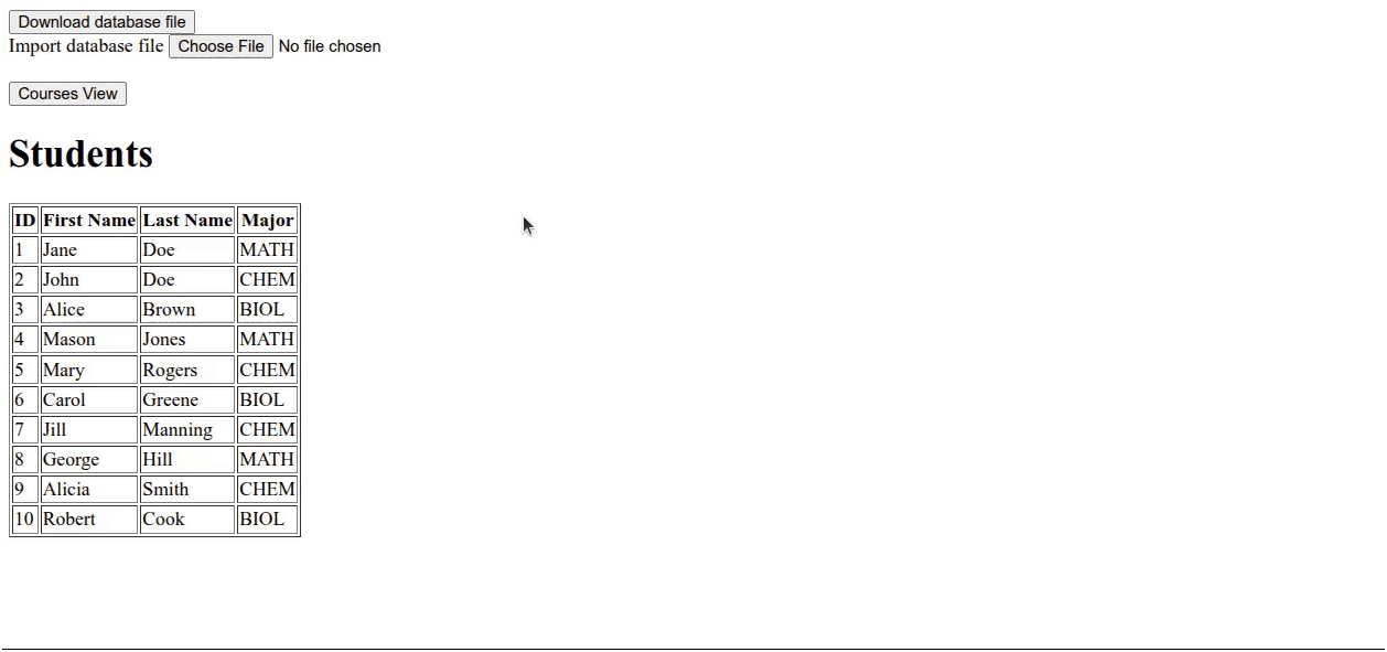 opening modified database